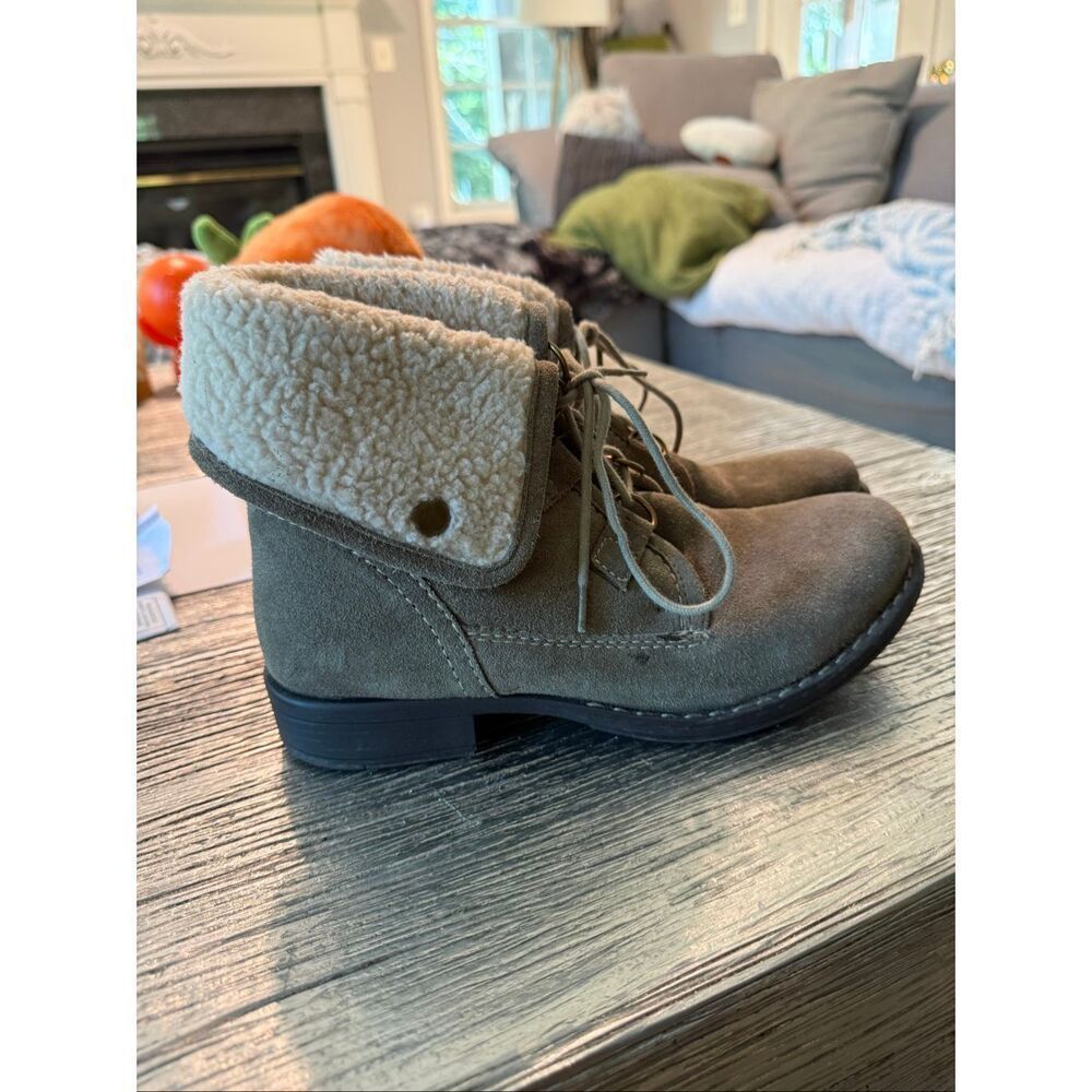 Diba True Jay Neen Tan Shearling & Suede Bootie sz 8.5